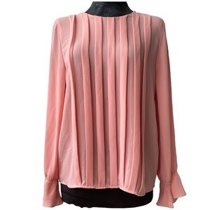 BCBG MAXAZRIA 
Long Sleeve Pleated Peach color Blouse Size M